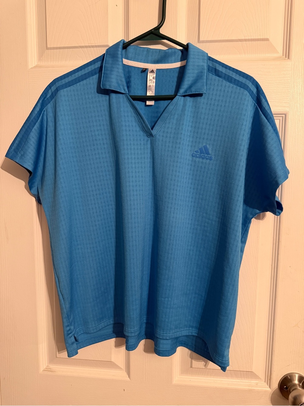adidas Teal-Blue Performance Top with Branded Neck Tape